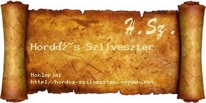 Hordós Szilveszter névjegykártya